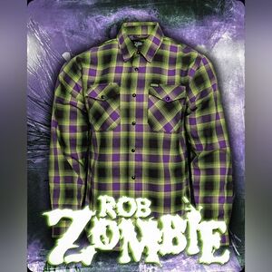 DIXXON Rob Zombie Men's Large Flannel Blacklight/UV NWT BNIB Ships Free ASAP